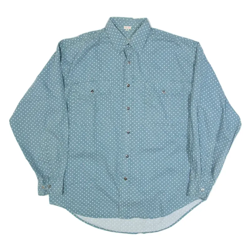 HORIZONTE Mens Shirt Blue Spotted Long Sleeve XL