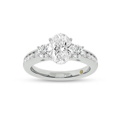 Aura Channel Set Half Coverage Three Stone Oval Lab Grown Diamond Engagement Ring | 10K White Gold 3 1/2 CT. TW.