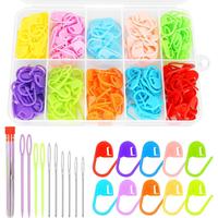 200 count Knitting Stitch Markers, 10 Colors Crochet Stitch Markers of Locking Counter Clip, Crochet Pin Set with 10 count L...