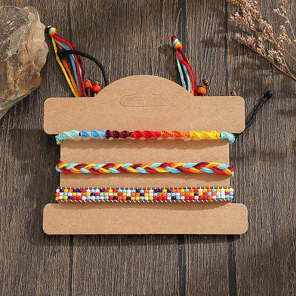 Bohemian Style Geometric Glass Seed Bead Handmade Bracelet Sets for Women