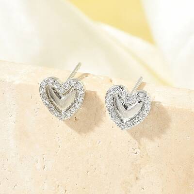 Brass Micro Pave Clear Cubic Zirconia Stud Earrings