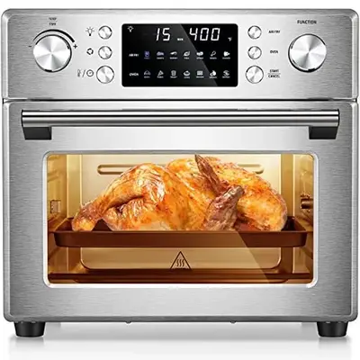 26.4QT Air Fryer Oven, 2 in 1 Toaster Oven Air Fryer Combo, Stainless Steel Rotisserie Air Fryer with Rotisserie & Dehydrator...