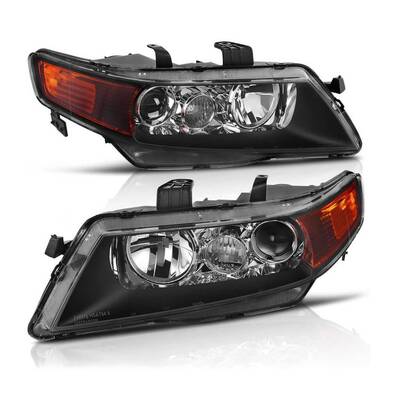 YITAMOTOR® Projector Headlight Assembly Left+Right for 2004-2005 Honda Acura TSX Black Housing(Passenger And Driver Side)