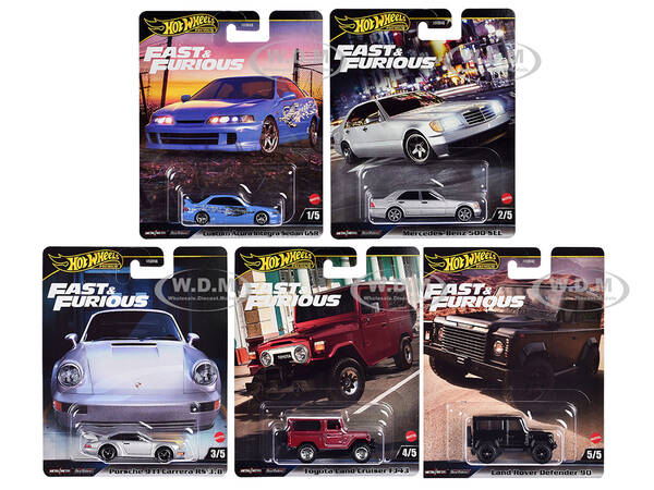 Fast & Furious 2023 5 piece Set G Diecast Model Cars by Hot Wheels