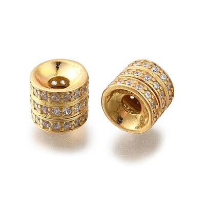 925 Sterling Silver Micro Pave Clear Cubic Zirconia Beads
