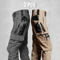 Men's durable outdoor training pants, men's multi-pocket work pants, men's solid color and  printed pocket zipper waterproof ...