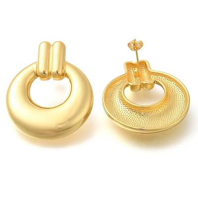 Rack Plating Ring Brass Stud Earrings