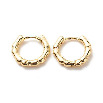 Brass Bamboo Shape Hoop Earrings for Women
