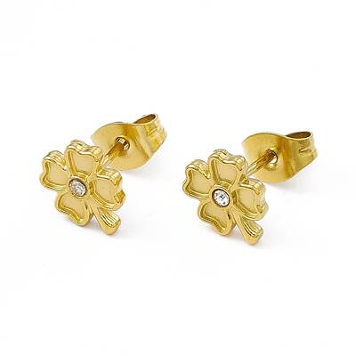 Rhinestone Clover Stud Earrings