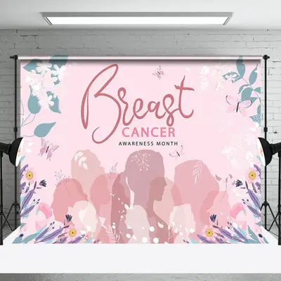 Pink Woman Breast Cancer Awareness Month Backdrop