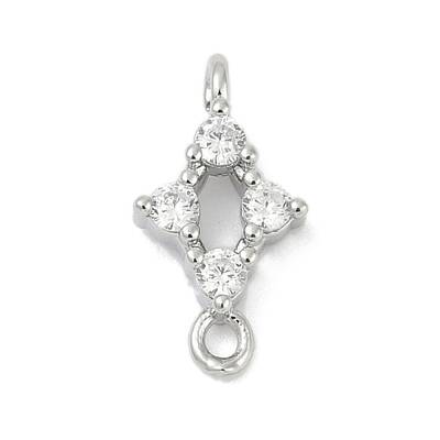 Brass Micro Pave Clear Cubic Zirconia Connector Charms