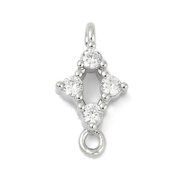Brass Micro Pave Clear Cubic Zirconia Connector Charms