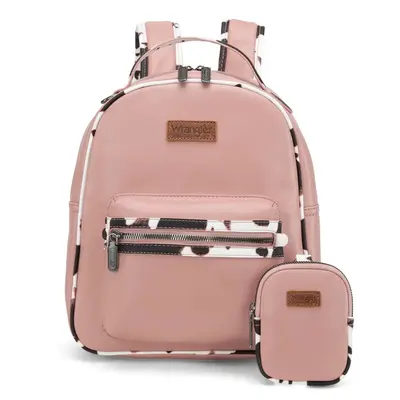 Wrangler Cow Print Decorated Zippered Backpack-Wrangler Women’s Fashion Backpack – Cow Print Decorated Faux Leather Zippe...