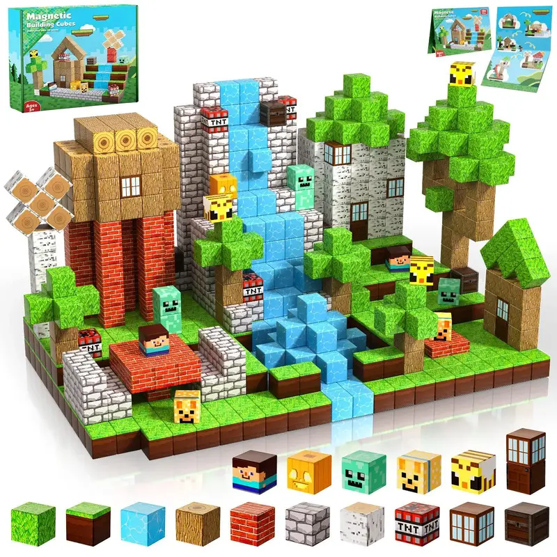 Magnetic Blocks-100PCS Create My Own Crafts ，Magnetic Building Blocks Magnetic Tiles Stacking, Build -Magnet World Set, STE...
