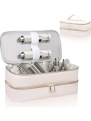 Portable Travel Case for Hair Dryer & Styling Tools, Double Layer Storage Space for Hair Accessories, Ideal Organizer for Rev...