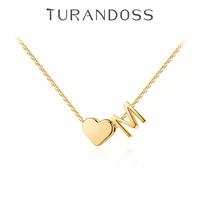 Turandoss Tiny Initial Necklaces Golden Heart Letter A-Z Necklace Dainty Heart Name Necklace Personalized Initial Tag Pendant...