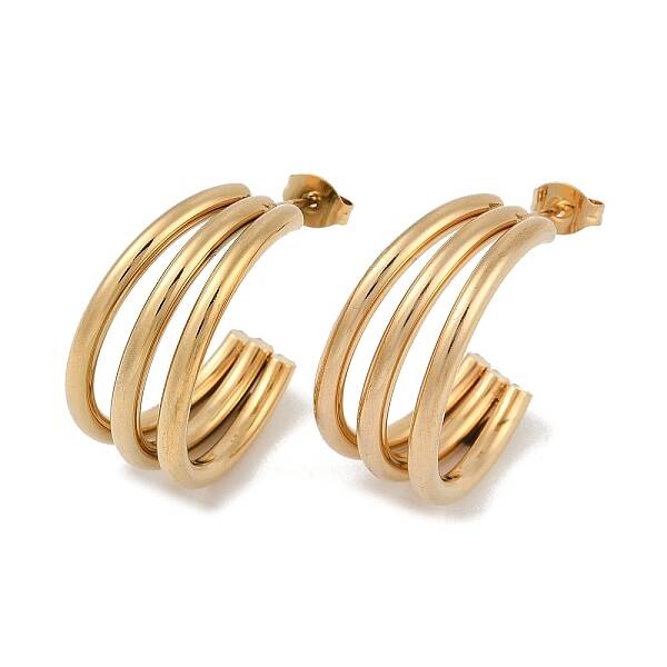 PVD Vacuum Plating 201 Stainless Steel Moon Stud Earrings