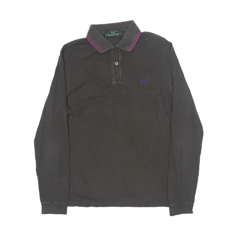 FRED PERRY London Polo Shirt Brown Long Sleeve Mens M