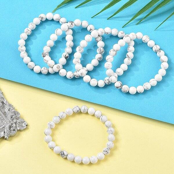 Natural Howlite Beaded Stretch Bracelets