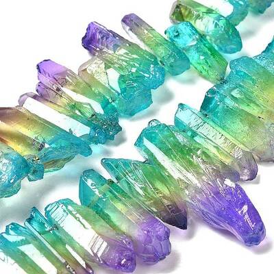 Natural Quartz Crystal Dyed Beads Strands