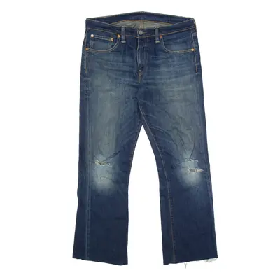 LEVI'S 527 Jeans Raw Hem Distressed Blue Denim Regular Bootcut Mens W32 L28