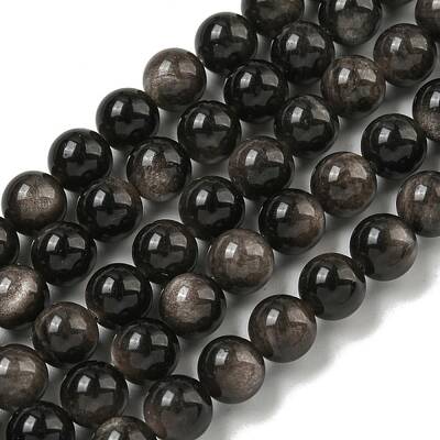 Natural Silver Obsidian Beads Strands