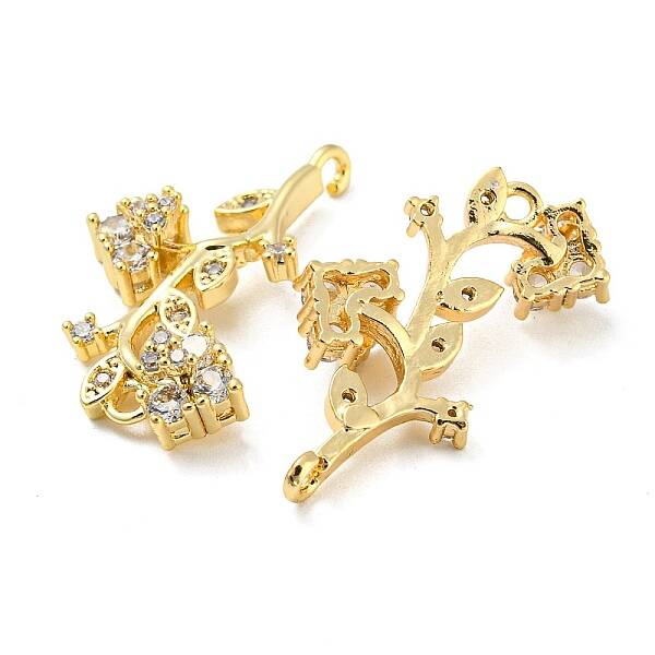Brass Micro Pave Clear Cubic Zirconia Connector Charms