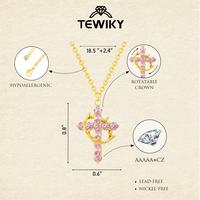 Tewiky Colorful Simple Crown & Cross Necklace For Women & Men & Girls Pretty Crown Cross Necklace For Daily Party Clothing De...