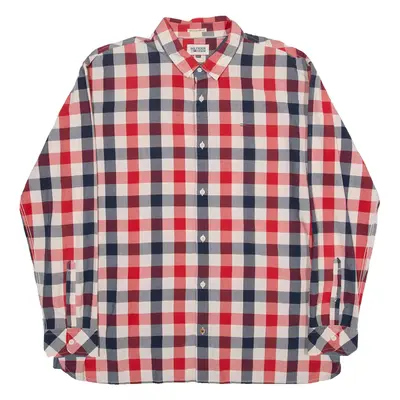 TOMMY HILFIGER Mens Shirt Red Gingham Long Sleeve 2XL