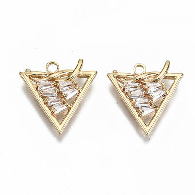 Brass Mirco Pave Clear Cubic Zirconia Pendants