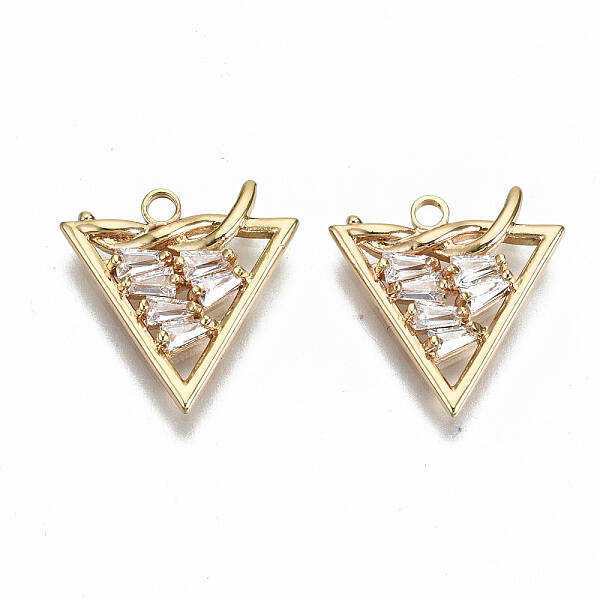 Brass Mirco Pave Clear Cubic Zirconia Pendants