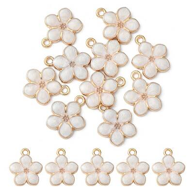 10Pcs Light Gold Plated Alloy Enamel Pendants
