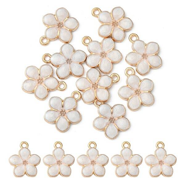 10Pcs Light Gold Plated Alloy Enamel Pendants