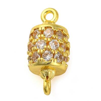 Brass Micro Pave Clear Cubic Zirconia Hollow Column Connector Charms