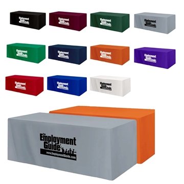 1 Custom Fitted 4-Sided Table Cover - Poly Cotton & 8ft Standard