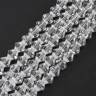 Clear Faceted Glass Bicone Beads Strands