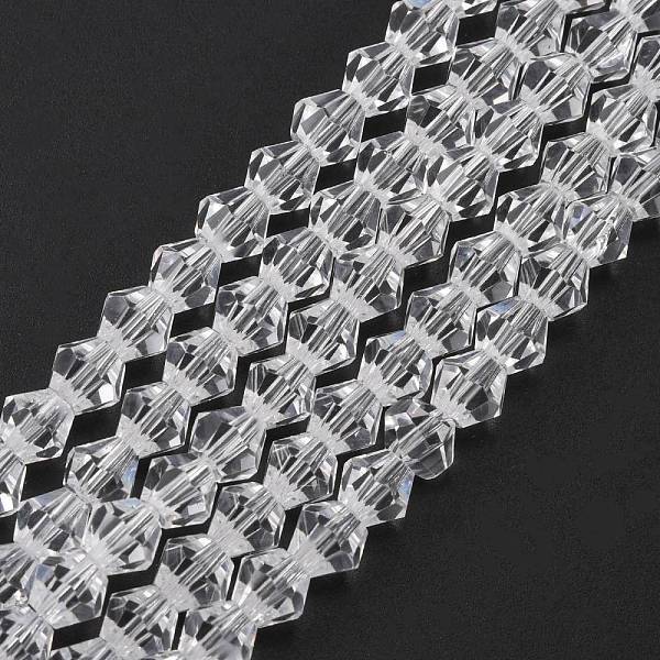 Clear Faceted Glass Bicone Beads Strands