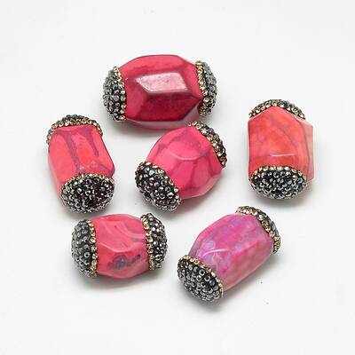 Natural Fire Crackle Agate Beads