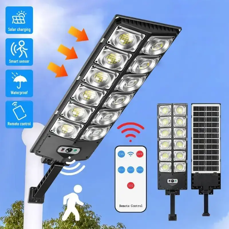Solar Street Lights Outdoor Lighting Solar Wall Light, Commercial Parking Lot Light, 6500K Dusk to Dawn Solar Security Flood ...