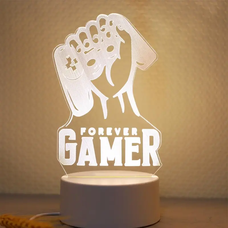 Game Controller Night Light, USB Powered Creative Glowing Desk Lamp, 3D Decorative Night Light for Bedroom Gift