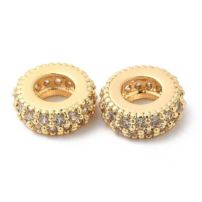 Brass Micro Pave Cubic Zirconia European Beads