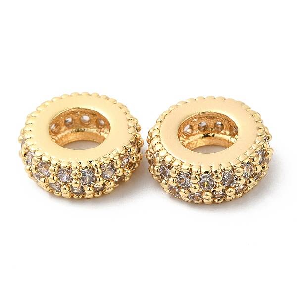 Brass Micro Pave Cubic Zirconia European Beads