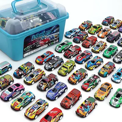 Random Color and Style Pull Back Car Toy with Storage Box, 24/36/52pcs Mini Car Toy, Fun Racing Car Toy, Ideal Birthday Gift