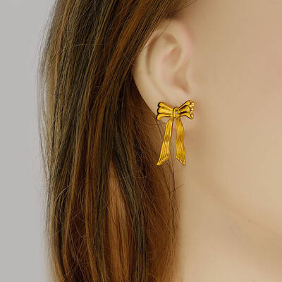 304 Stainless Steel Bowknot Stud Earrings