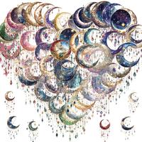 Fantasy Moon Pattern Sticker, 50pcs Waterproof Self Adhesive Decor Paper, Decor Sticker for Gift Greeting Card Water Bottle L...