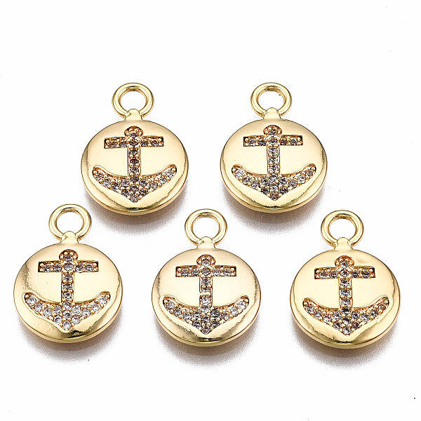 Brass Micro Pave Clear Cubic Zirconia Pendants