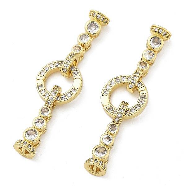 Brass with Clear Cubic Zirconia Fold Over Clasps