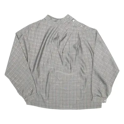 Womens Printed Shirt Silver Long Sleeve Check M