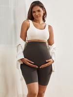 Maternity Solid Color High Waist Shapewear Shorts, Breathable Stretchy Belly Support Bottoms for Pregnant Women, Maternity Sh...