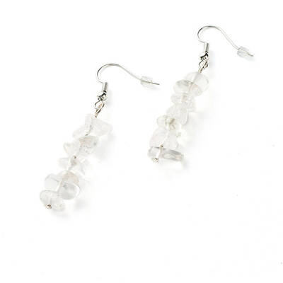 Natural Quartz Crystal Chip Beads Dangle Earrings